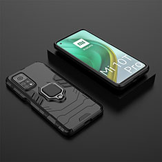 Silikon Hülle Handyhülle und Kunststoff Schutzhülle Hartschalen Tasche mit Magnetisch Fingerring Ständer KC1 für Xiaomi Mi 10T Pro 5G Schwarz