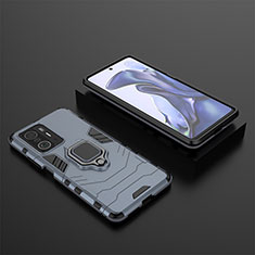 Silikon Hülle Handyhülle und Kunststoff Schutzhülle Hartschalen Tasche mit Magnetisch Fingerring Ständer KC1 für Xiaomi Mi 11T Pro 5G Blau