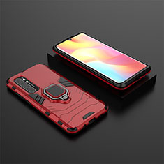 Silikon Hülle Handyhülle und Kunststoff Schutzhülle Hartschalen Tasche mit Magnetisch Fingerring Ständer KC1 für Xiaomi Mi Note 10 Lite Rot