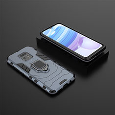 Silikon Hülle Handyhülle und Kunststoff Schutzhülle Hartschalen Tasche mit Magnetisch Fingerring Ständer KC1 für Xiaomi Redmi 10X 5G Blau