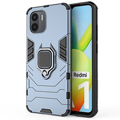 Silikon Hülle Handyhülle und Kunststoff Schutzhülle Hartschalen Tasche mit Magnetisch Fingerring Ständer KC1 für Xiaomi Redmi A2 Plus Blau