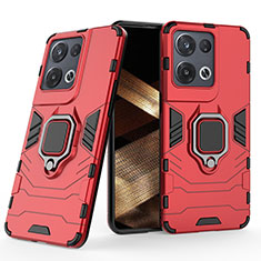 Silikon Hülle Handyhülle und Kunststoff Schutzhülle Hartschalen Tasche mit Magnetisch Fingerring Ständer KC1 für Xiaomi Redmi Note 13 5G Rot