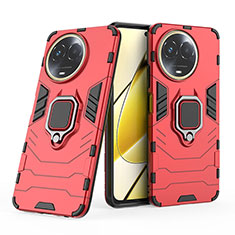Silikon Hülle Handyhülle und Kunststoff Schutzhülle Hartschalen Tasche mit Magnetisch Fingerring Ständer KC2 für Realme 11 5G Rot