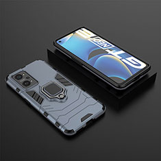 Silikon Hülle Handyhülle und Kunststoff Schutzhülle Hartschalen Tasche mit Magnetisch Fingerring Ständer KC2 für Realme GT Neo 3T 5G Blau