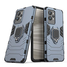 Silikon Hülle Handyhülle und Kunststoff Schutzhülle Hartschalen Tasche mit Magnetisch Fingerring Ständer KC2 für Realme GT2 Pro 5G Blau
