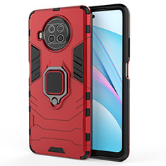 Silikon Hülle Handyhülle und Kunststoff Schutzhülle Hartschalen Tasche mit Magnetisch Fingerring Ständer KC2 für Xiaomi Mi 10T Lite 5G Rot