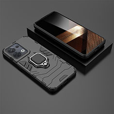 Silikon Hülle Handyhülle und Kunststoff Schutzhülle Hartschalen Tasche mit Magnetisch Fingerring Ständer KC2 für Xiaomi Redmi Note 13 5G Schwarz
