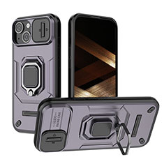 Silikon Hülle Handyhülle und Kunststoff Schutzhülle Hartschalen Tasche mit Magnetisch Fingerring Ständer KC3 für Apple iPhone 13 Violett
