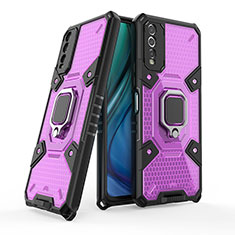 Silikon Hülle Handyhülle und Kunststoff Schutzhülle Hartschalen Tasche mit Magnetisch Fingerring Ständer KC3 für Vivo Y12s Violett