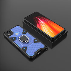 Silikon Hülle Handyhülle und Kunststoff Schutzhülle Hartschalen Tasche mit Magnetisch Fingerring Ständer KC3 für Xiaomi Redmi 9 India Blau