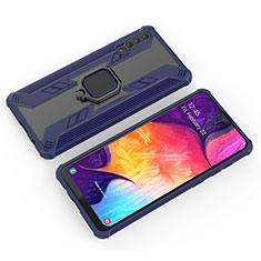 Silikon Hülle Handyhülle und Kunststoff Schutzhülle Hartschalen Tasche mit Magnetisch Fingerring Ständer KC4 für Samsung Galaxy A30S Blau