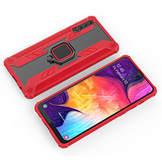 Silikon Hülle Handyhülle und Kunststoff Schutzhülle Hartschalen Tasche mit Magnetisch Fingerring Ständer KC4 für Samsung Galaxy A30S Rot
