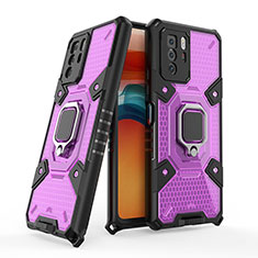 Silikon Hülle Handyhülle und Kunststoff Schutzhülle Hartschalen Tasche mit Magnetisch Fingerring Ständer KC4 für Xiaomi Poco X3 GT 5G Violett