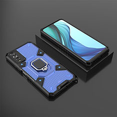 Silikon Hülle Handyhülle und Kunststoff Schutzhülle Hartschalen Tasche mit Magnetisch Fingerring Ständer KC5 für Vivo Y11s Blau
