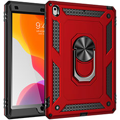 Silikon Hülle Handyhülle und Kunststoff Schutzhülle Hartschalen Tasche mit Magnetisch Fingerring Ständer MQ1 für Apple iPad 10.2 (2020) Rot