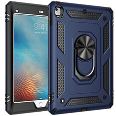 Silikon Hülle Handyhülle und Kunststoff Schutzhülle Hartschalen Tasche mit Magnetisch Fingerring Ständer MQ1 für Apple iPad Air Blau