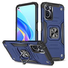 Silikon Hülle Handyhülle und Kunststoff Schutzhülle Hartschalen Tasche mit Magnetisch Fingerring Ständer MQ1 für Oppo A76 Blau