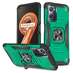 Silikon Hülle Handyhülle und Kunststoff Schutzhülle Hartschalen Tasche mit Magnetisch Fingerring Ständer MQ1 für Oppo A96 4G Nachtgrün