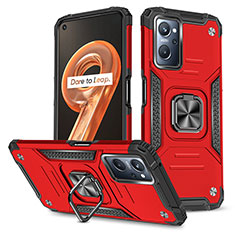 Silikon Hülle Handyhülle und Kunststoff Schutzhülle Hartschalen Tasche mit Magnetisch Fingerring Ständer MQ1 für Oppo A96 4G Rot