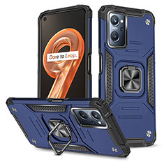 Silikon Hülle Handyhülle und Kunststoff Schutzhülle Hartschalen Tasche mit Magnetisch Fingerring Ständer MQ1 für Oppo K10 4G Blau