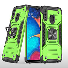 Silikon Hülle Handyhülle und Kunststoff Schutzhülle Hartschalen Tasche mit Magnetisch Fingerring Ständer MQ1 für Samsung Galaxy A20 Grün