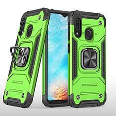 Silikon Hülle Handyhülle und Kunststoff Schutzhülle Hartschalen Tasche mit Magnetisch Fingerring Ständer MQ1 für Samsung Galaxy A20e Grün