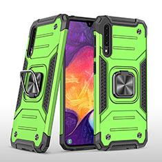 Silikon Hülle Handyhülle und Kunststoff Schutzhülle Hartschalen Tasche mit Magnetisch Fingerring Ständer MQ1 für Samsung Galaxy A30S Grün