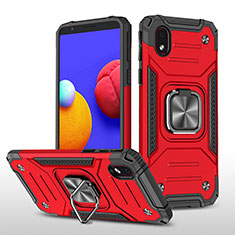 Silikon Hülle Handyhülle und Kunststoff Schutzhülle Hartschalen Tasche mit Magnetisch Fingerring Ständer MQ1 für Samsung Galaxy M01 Core Rot