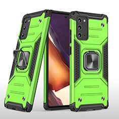 Silikon Hülle Handyhülle und Kunststoff Schutzhülle Hartschalen Tasche mit Magnetisch Fingerring Ständer MQ1 für Samsung Galaxy Note 20 5G Grün
