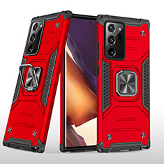 Silikon Hülle Handyhülle und Kunststoff Schutzhülle Hartschalen Tasche mit Magnetisch Fingerring Ständer MQ1 für Samsung Galaxy Note 20 Ultra 5G Rot