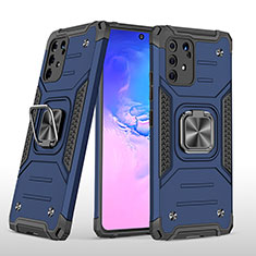 Silikon Hülle Handyhülle und Kunststoff Schutzhülle Hartschalen Tasche mit Magnetisch Fingerring Ständer MQ1 für Samsung Galaxy S10 Lite Blau