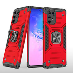 Silikon Hülle Handyhülle und Kunststoff Schutzhülle Hartschalen Tasche mit Magnetisch Fingerring Ständer MQ1 für Samsung Galaxy S10 Lite Rot