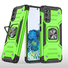 Silikon Hülle Handyhülle und Kunststoff Schutzhülle Hartschalen Tasche mit Magnetisch Fingerring Ständer MQ1 für Samsung Galaxy S20 5G Grün