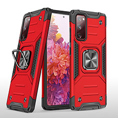 Silikon Hülle Handyhülle und Kunststoff Schutzhülle Hartschalen Tasche mit Magnetisch Fingerring Ständer MQ1 für Samsung Galaxy S20 Lite 5G Rot