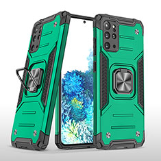 Silikon Hülle Handyhülle und Kunststoff Schutzhülle Hartschalen Tasche mit Magnetisch Fingerring Ständer MQ1 für Samsung Galaxy S20 Plus 5G Nachtgrün