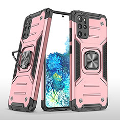 Silikon Hülle Handyhülle und Kunststoff Schutzhülle Hartschalen Tasche mit Magnetisch Fingerring Ständer MQ1 für Samsung Galaxy S20 Plus 5G Rosegold