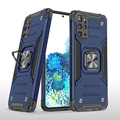 Silikon Hülle Handyhülle und Kunststoff Schutzhülle Hartschalen Tasche mit Magnetisch Fingerring Ständer MQ1 für Samsung Galaxy S20 Plus Blau