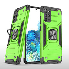 Silikon Hülle Handyhülle und Kunststoff Schutzhülle Hartschalen Tasche mit Magnetisch Fingerring Ständer MQ1 für Samsung Galaxy S20 Plus Grün