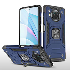 Silikon Hülle Handyhülle und Kunststoff Schutzhülle Hartschalen Tasche mit Magnetisch Fingerring Ständer MQ1 für Xiaomi Mi 10T Lite 5G Blau
