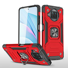 Silikon Hülle Handyhülle und Kunststoff Schutzhülle Hartschalen Tasche mit Magnetisch Fingerring Ständer MQ1 für Xiaomi Mi 10T Lite 5G Rot
