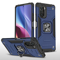 Silikon Hülle Handyhülle und Kunststoff Schutzhülle Hartschalen Tasche mit Magnetisch Fingerring Ständer MQ1 für Xiaomi Mi 11X Pro 5G Blau