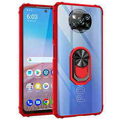 Silikon Hülle Handyhülle und Kunststoff Schutzhülle Hartschalen Tasche mit Magnetisch Fingerring Ständer MQ2 für Xiaomi Poco X3 NFC Rot