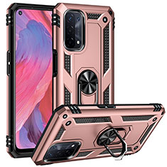 Silikon Hülle Handyhülle und Kunststoff Schutzhülle Hartschalen Tasche mit Magnetisch Fingerring Ständer MQ3 für OnePlus Nord N200 5G Rosegold