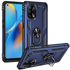 Silikon Hülle Handyhülle und Kunststoff Schutzhülle Hartschalen Tasche mit Magnetisch Fingerring Ständer MQ3 für Oppo F19s Blau