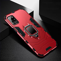 Silikon Hülle Handyhülle und Kunststoff Schutzhülle Hartschalen Tasche mit Magnetisch Fingerring Ständer N01 für Huawei Honor Play4 Pro 5G Rot