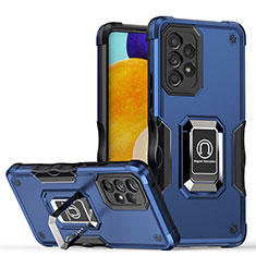 Silikon Hülle Handyhülle und Kunststoff Schutzhülle Hartschalen Tasche mit Magnetisch Fingerring Ständer QW1 für Samsung Galaxy A53 5G Blau