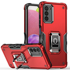 Silikon Hülle Handyhülle und Kunststoff Schutzhülle Hartschalen Tasche mit Magnetisch Fingerring Ständer QW1 für Samsung Galaxy M02s Rot