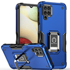 Silikon Hülle Handyhülle und Kunststoff Schutzhülle Hartschalen Tasche mit Magnetisch Fingerring Ständer QW1 für Samsung Galaxy M53 5G Blau