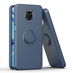 Silikon Hülle Handyhülle und Kunststoff Schutzhülle Hartschalen Tasche mit Magnetisch Fingerring Ständer QW1 für Xiaomi Redmi Note 9 Pro Blau