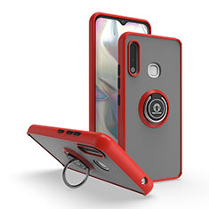 Silikon Hülle Handyhülle und Kunststoff Schutzhülle Hartschalen Tasche mit Magnetisch Fingerring Ständer QW2 für Samsung Galaxy A70E Rot